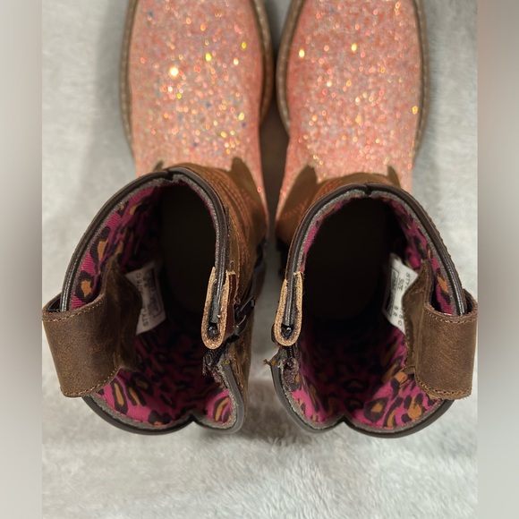 SMOKY MOUNTAIN BOOTS Girls Ariel Pink Glitter/Crazy Horse Western Boots (3076) - Picture 5 of 9
